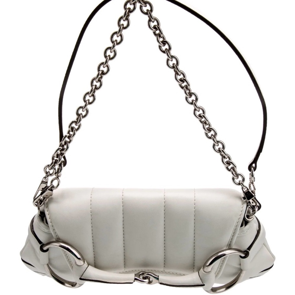 Gucci Horsebit Great White Leather Shoulder Bag